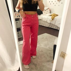 Zara hot pink wide leg jeans, NEVER WORN